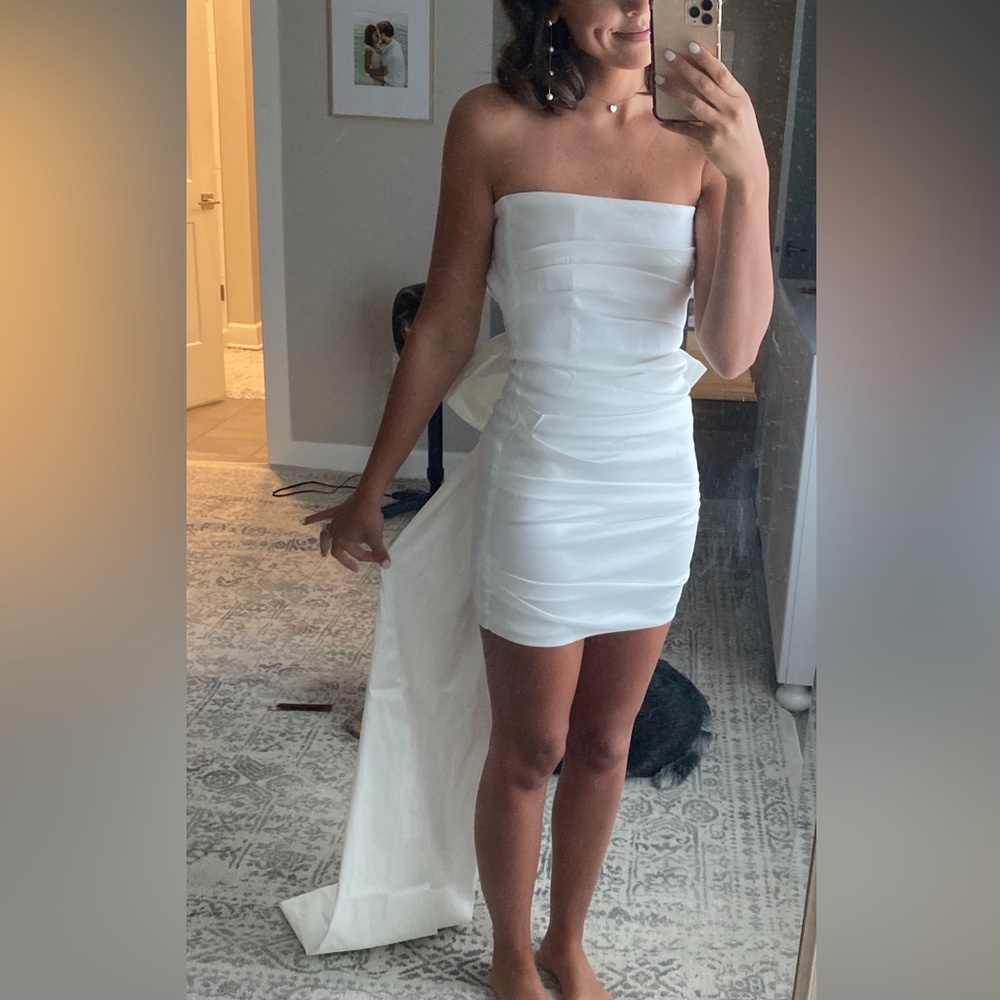 White Bow Train Dress